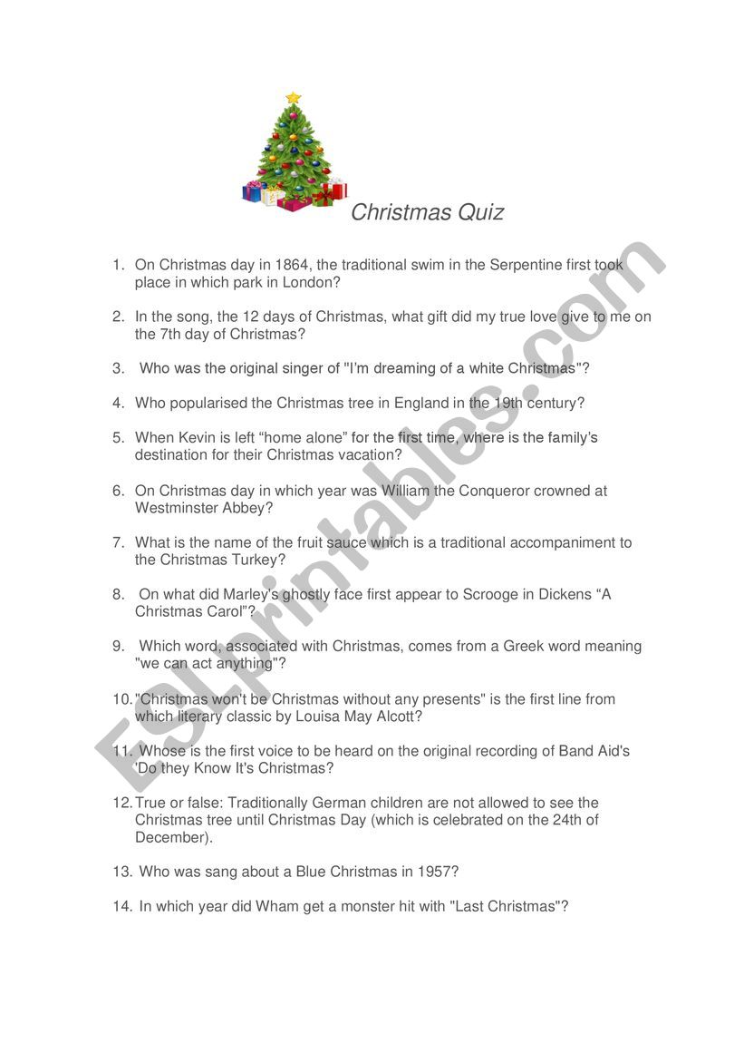 Christmas Quiz worksheet