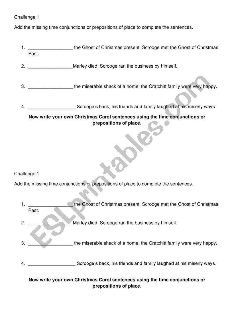 Time Connectives  worksheet