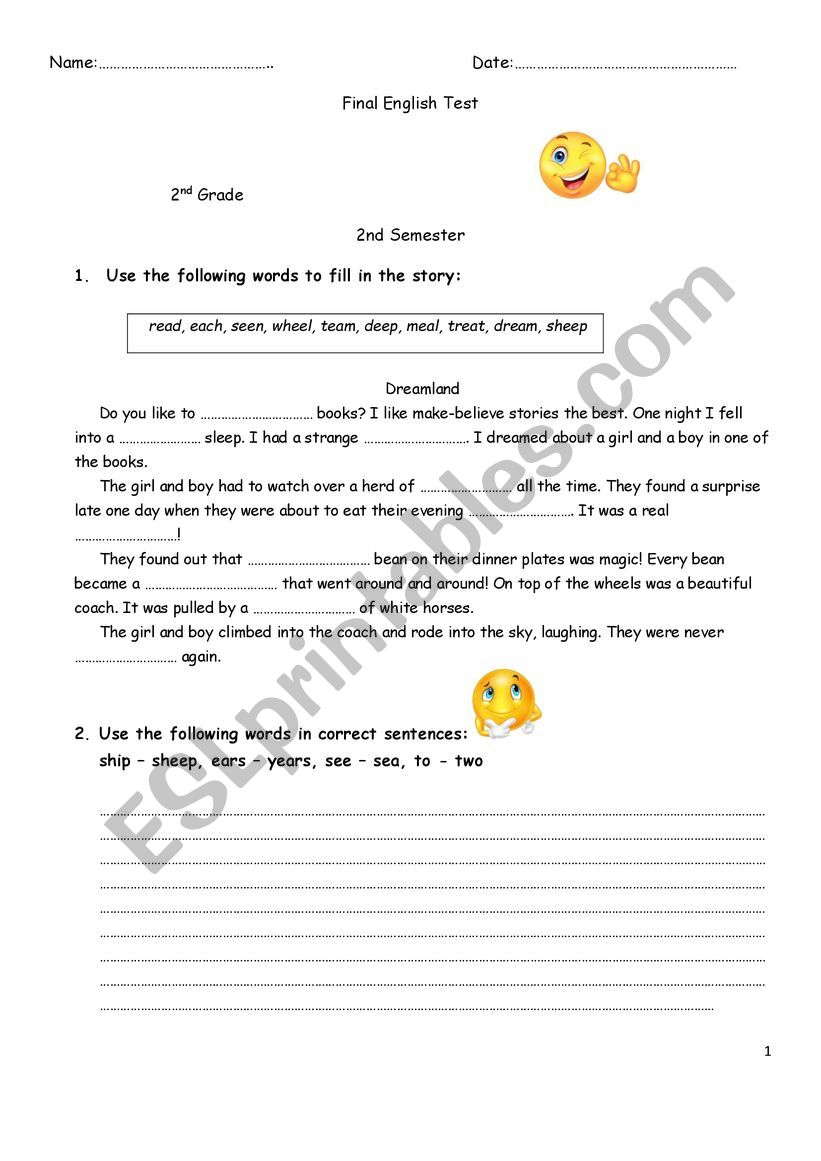 test worksheet