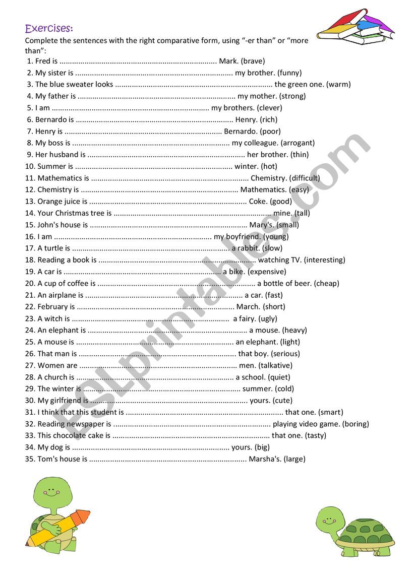 Comparatives - er or more than