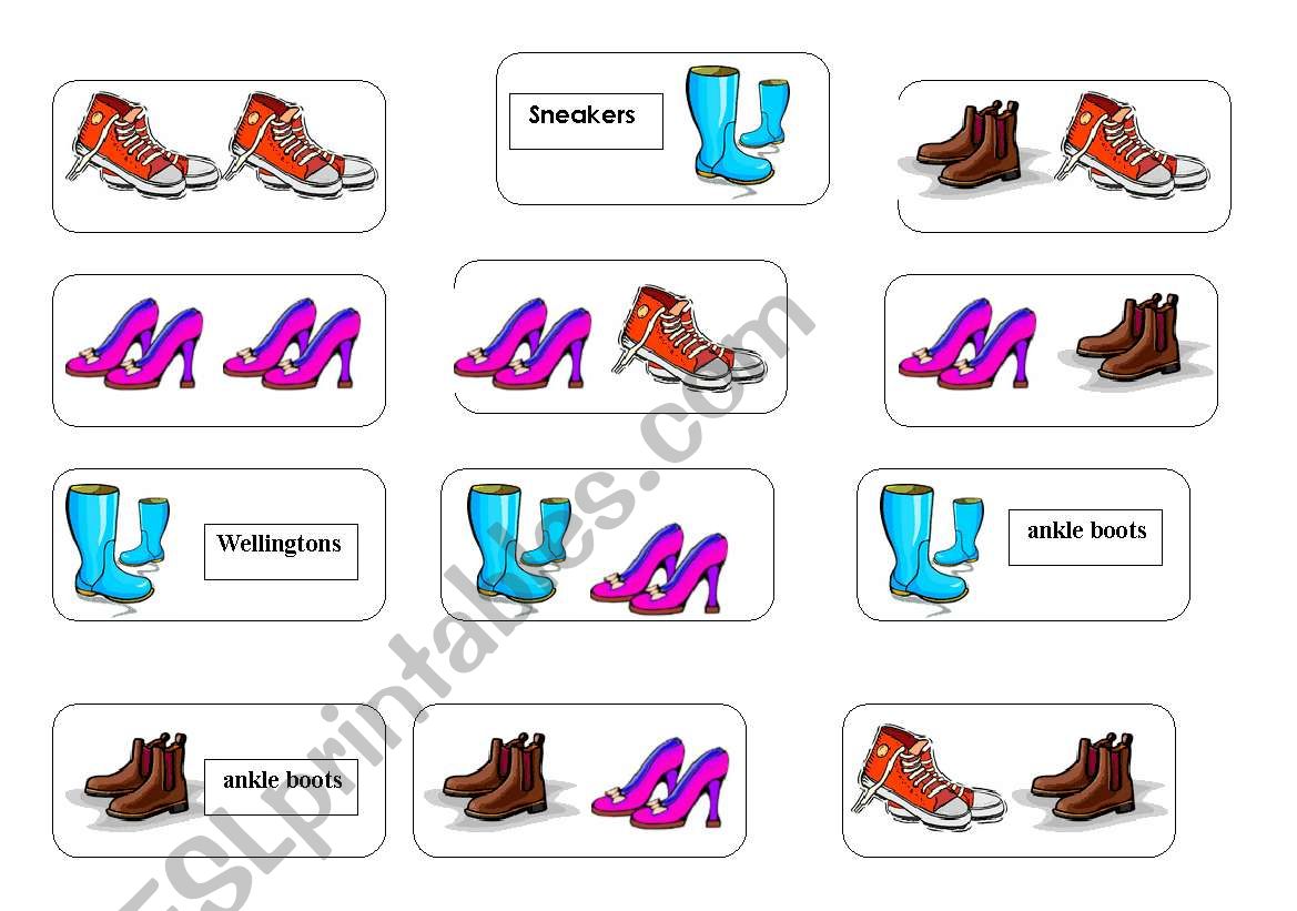 Shoes Domino worksheet