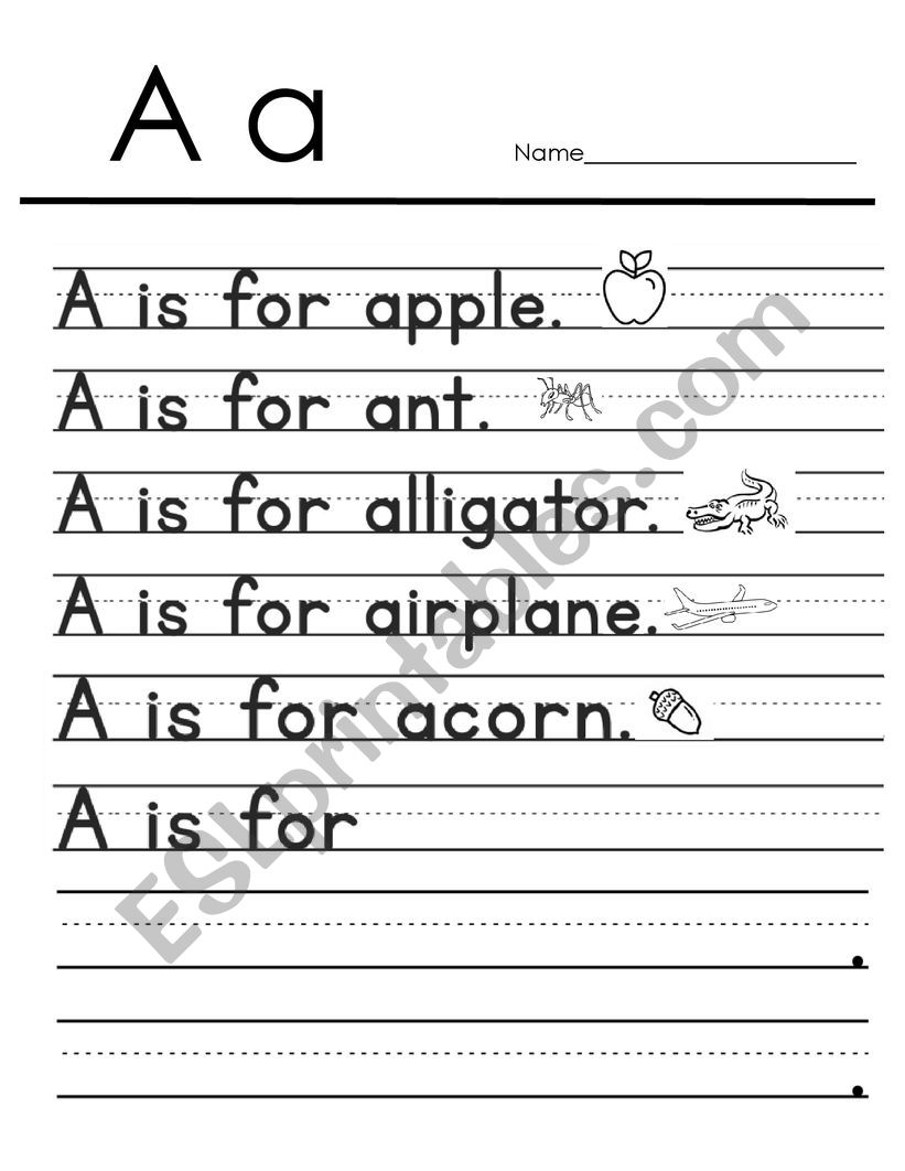 A is for.... worksheet