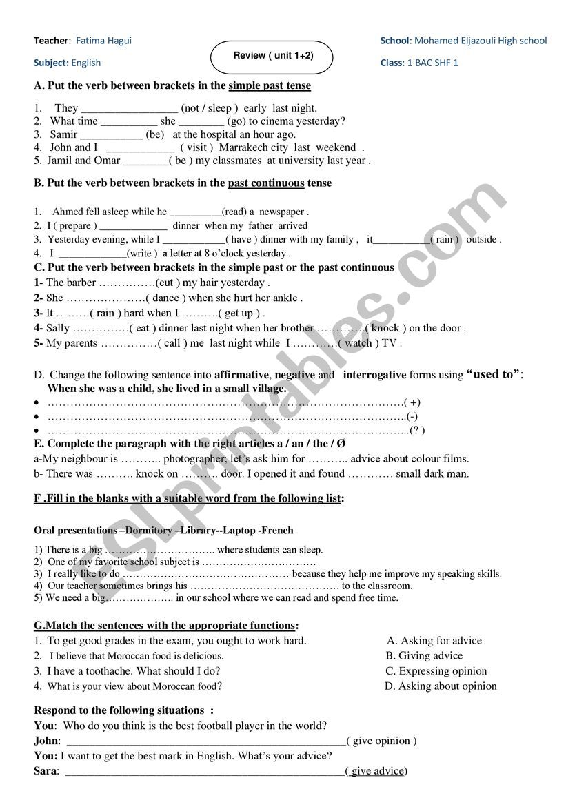 review  unit 1 and 2 gateway 1 