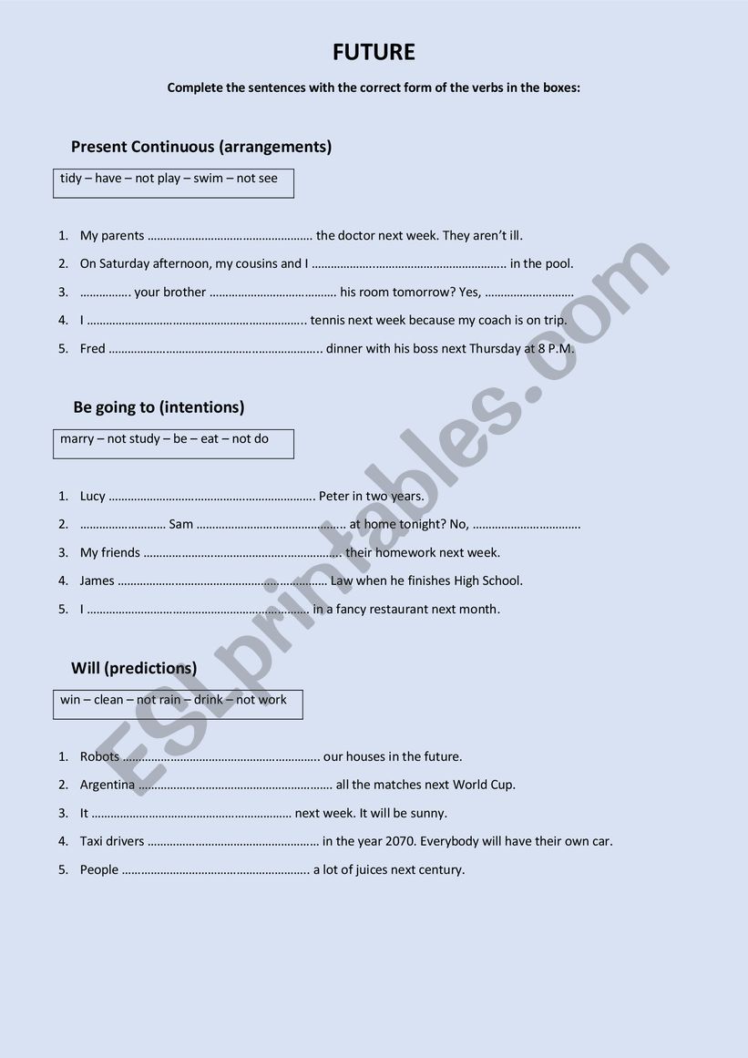 Future worksheet