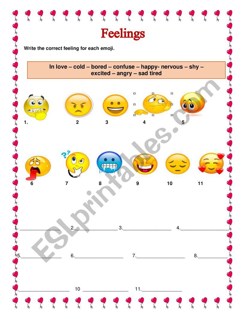 feelings  worksheet