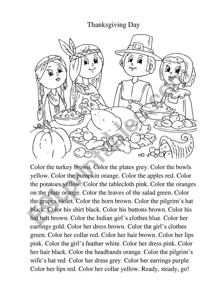 Thanksgiving Day coloring worksheet