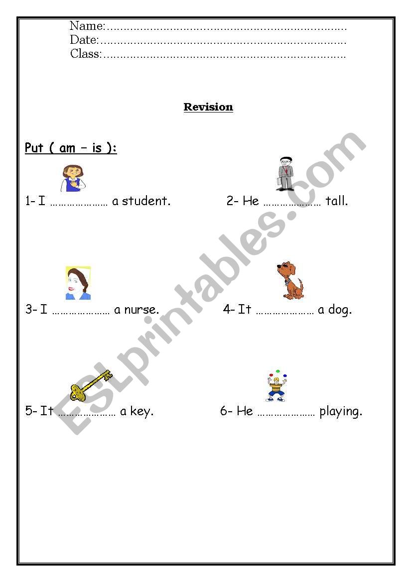 v. to be worksheet