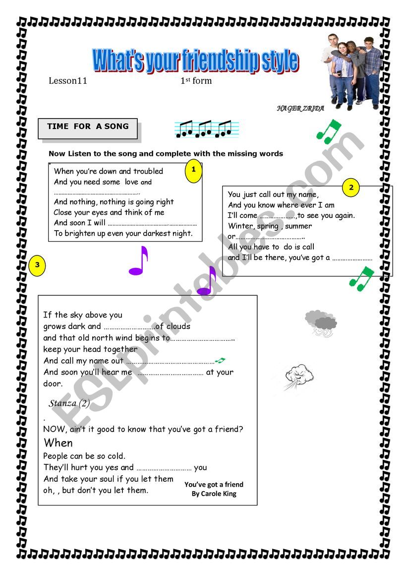 Whats your friendship style worksheet