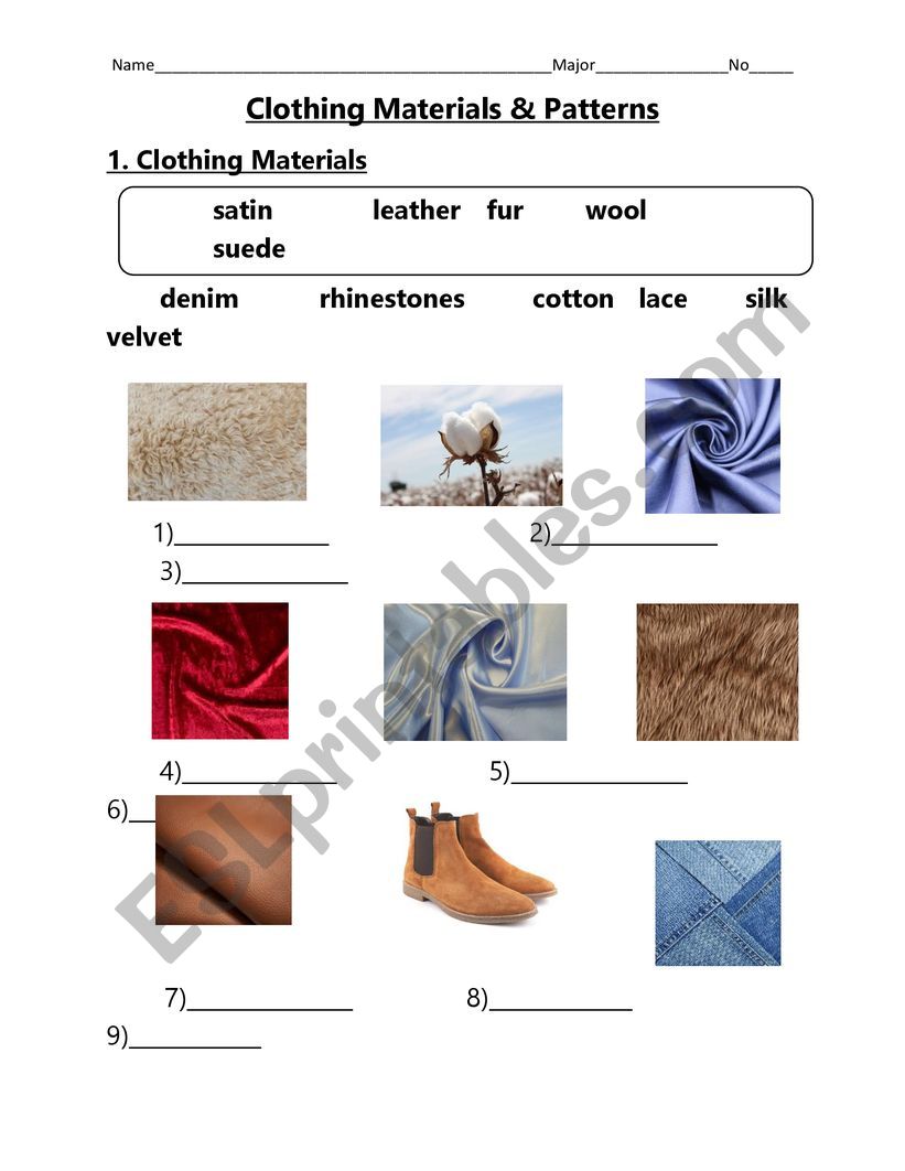 Clothes patterns and materials