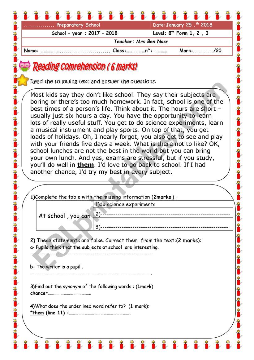 8th form End- DSemester Test N 1