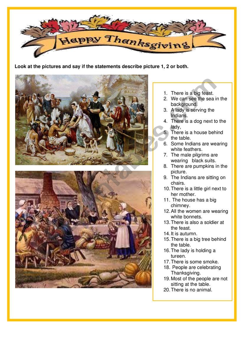 Happy Thanksgiving worksheet