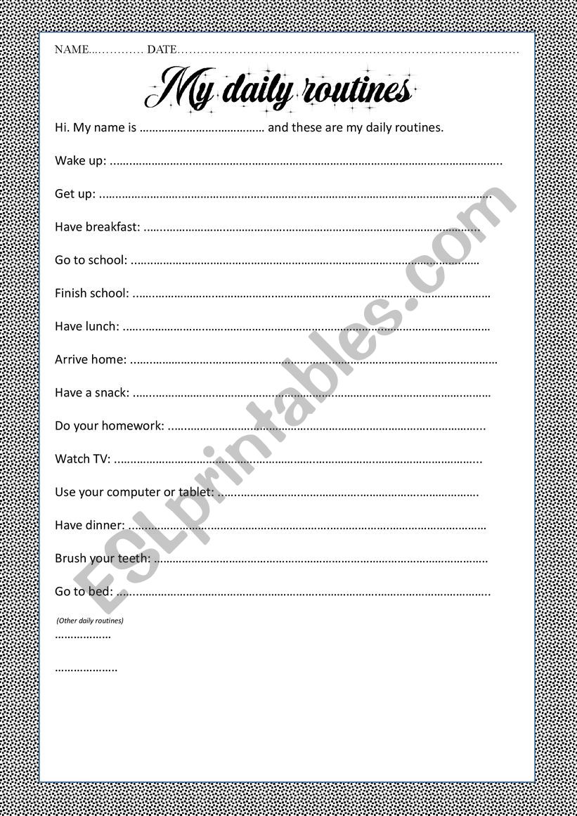 MY DAILY ROUTINES worksheet