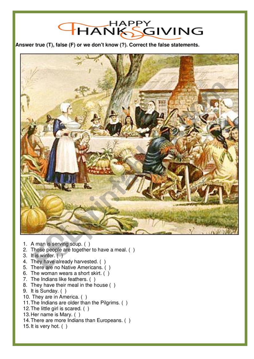 Happy Thanksgiving worksheet