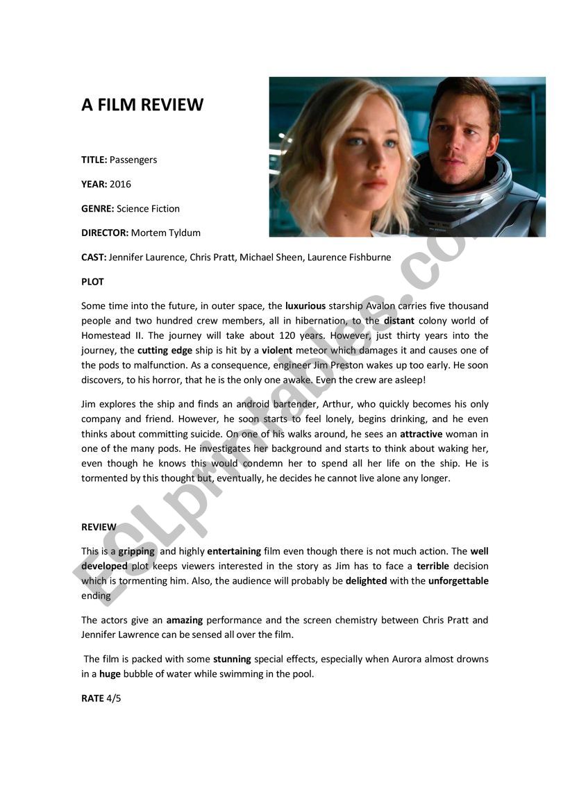 film review passengers worksheet