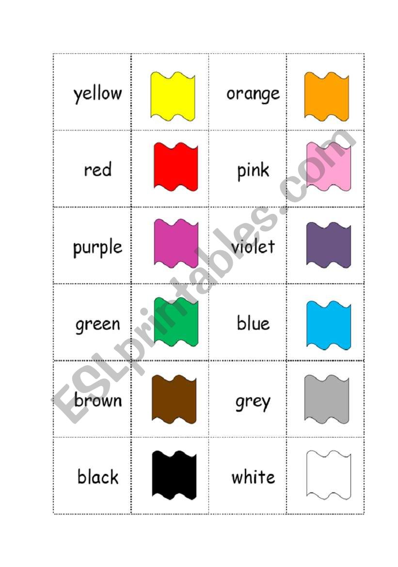 COLOURS - pelmanism (2 pages) worksheet