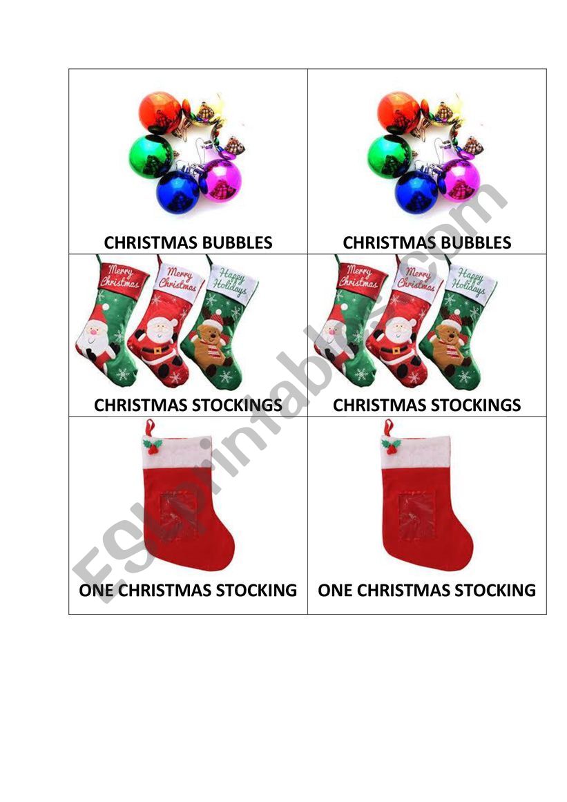 XMAS MEMORY CARDS worksheet