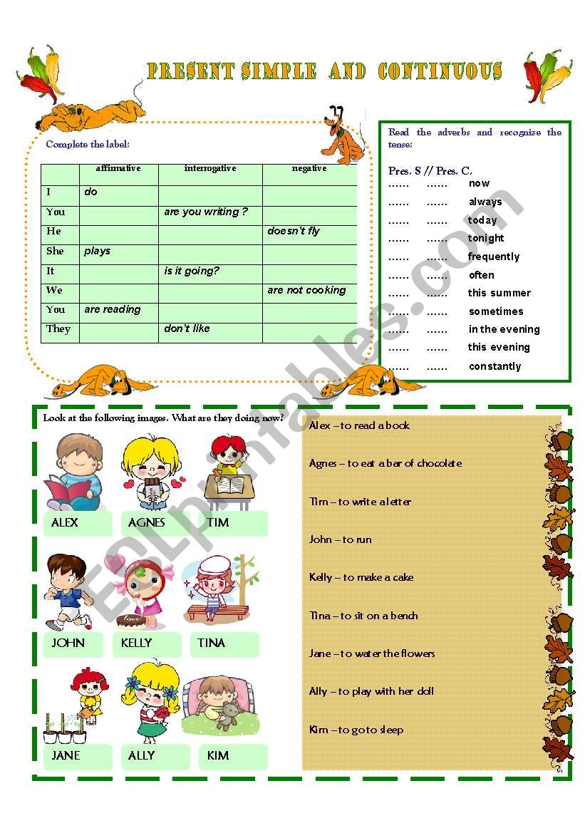 PRESENT TENSES worksheet