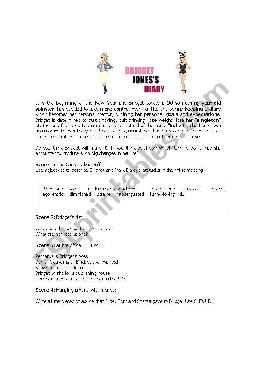 BRIDGET JONESS DIARY worksheet