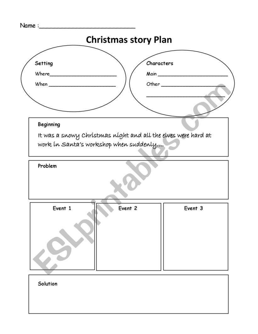 Christmas story writing worksheet