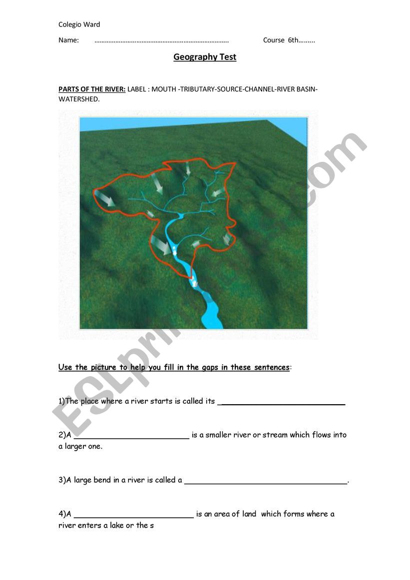 geography test/activities  worksheet