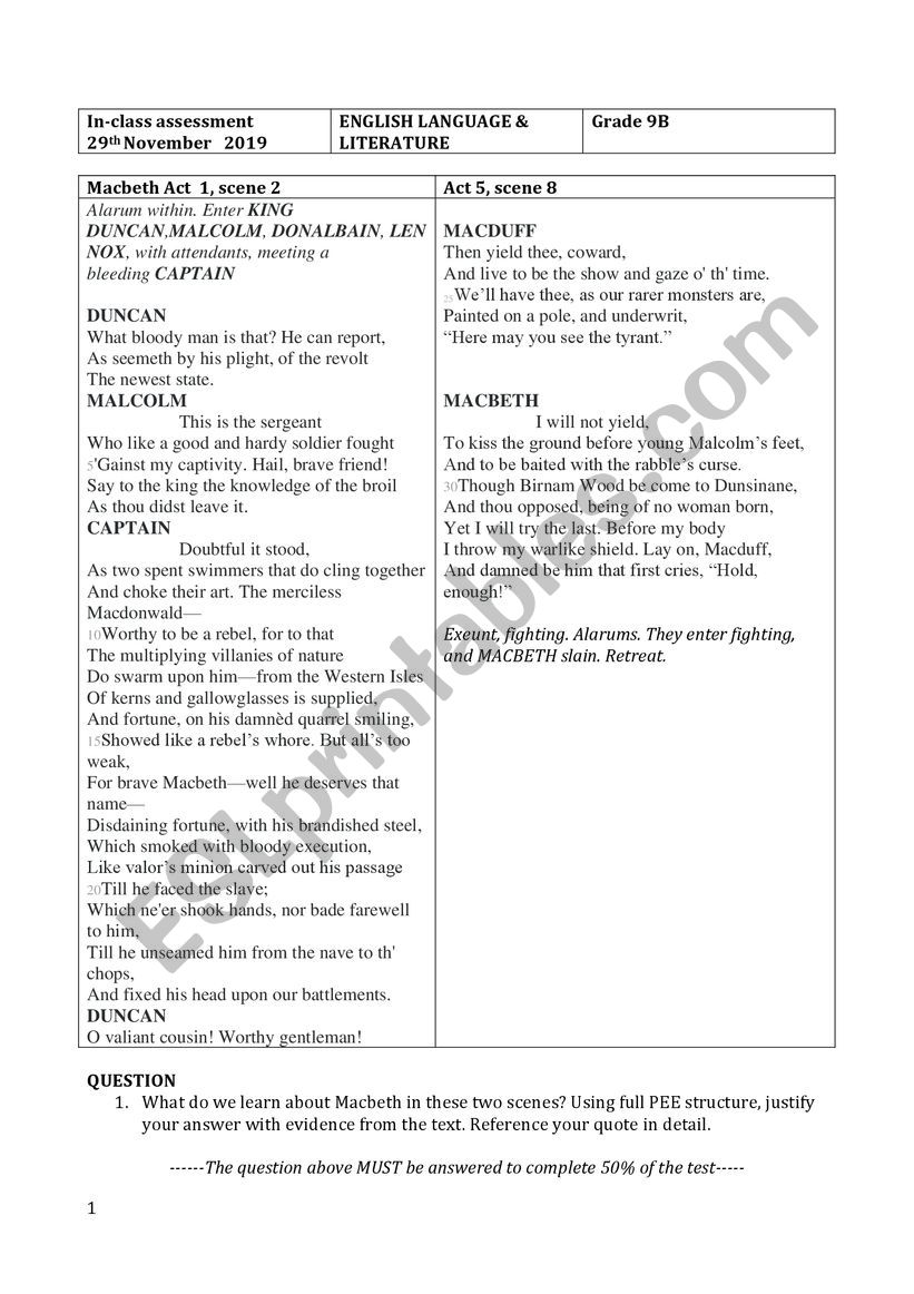 Macbeth  summative analysis test (a)