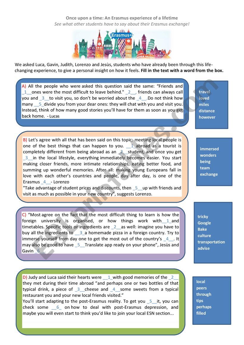 Vocabulary - Erasmus Gapfill 2