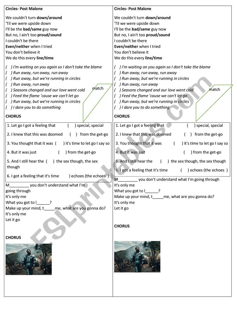 Song Circles worksheet