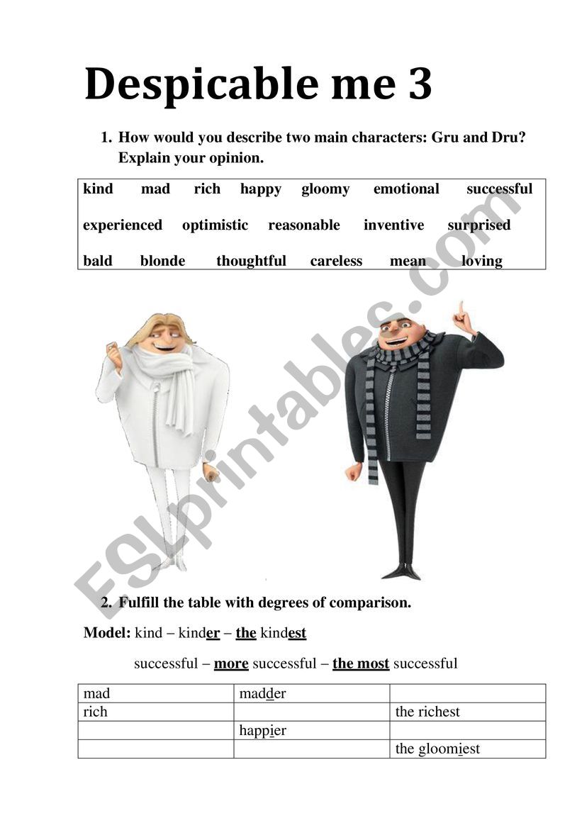 Comparatives worksheet