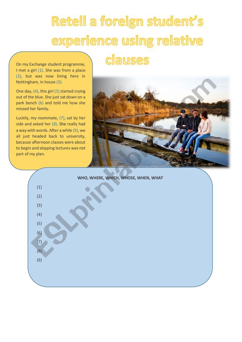 Relative clauses worksheet