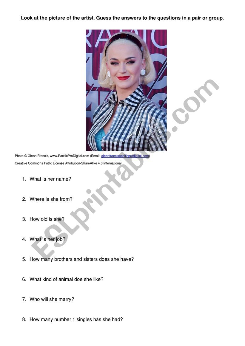 Katy Perry Biography Reading Comprehension