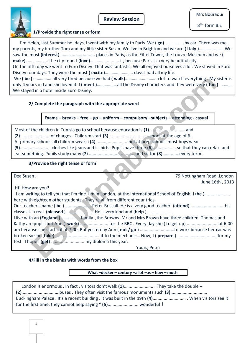 review worksheet