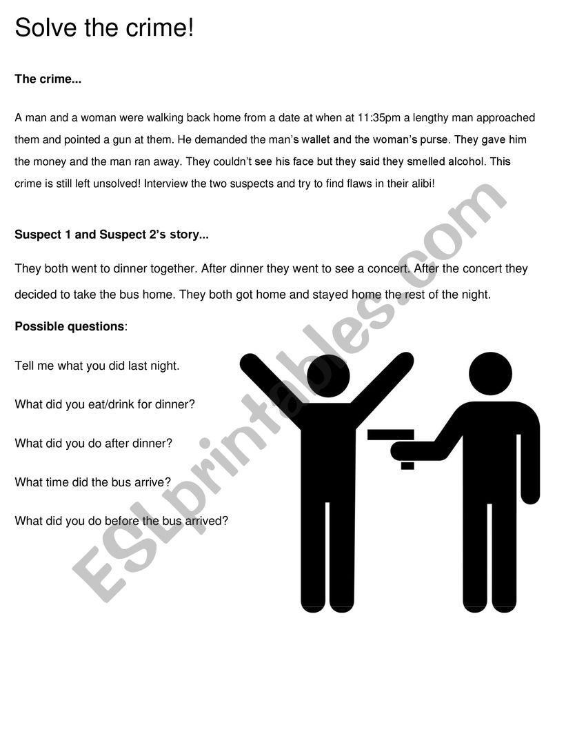 Solve the Crime! worksheet