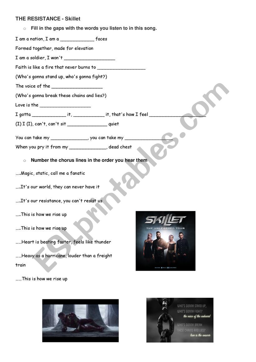 The Resistance SKILLET  worksheet