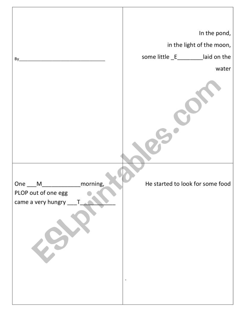 A very hungry frog worksheet