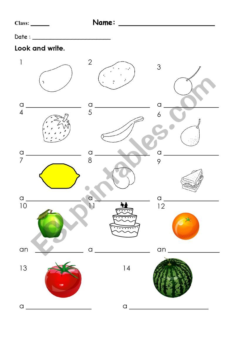 Fruits worksheet
