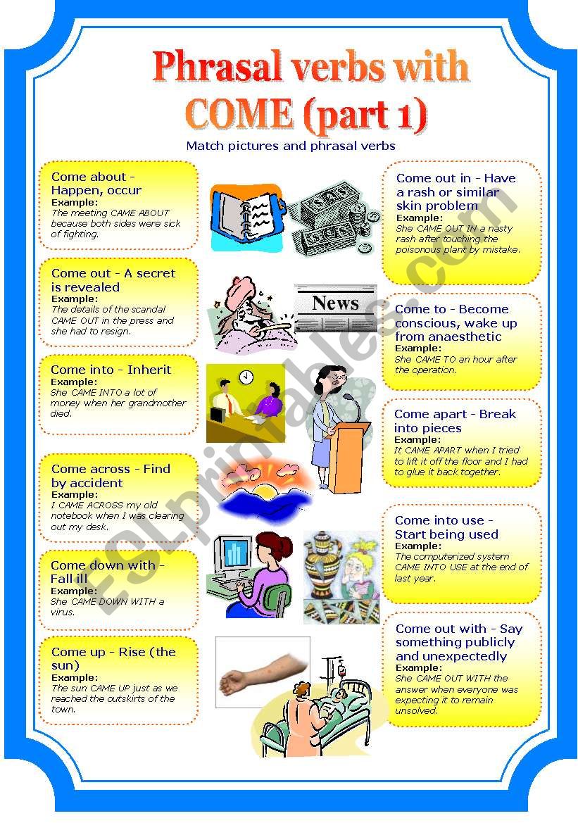 Phrasal verbs with COME (part1)