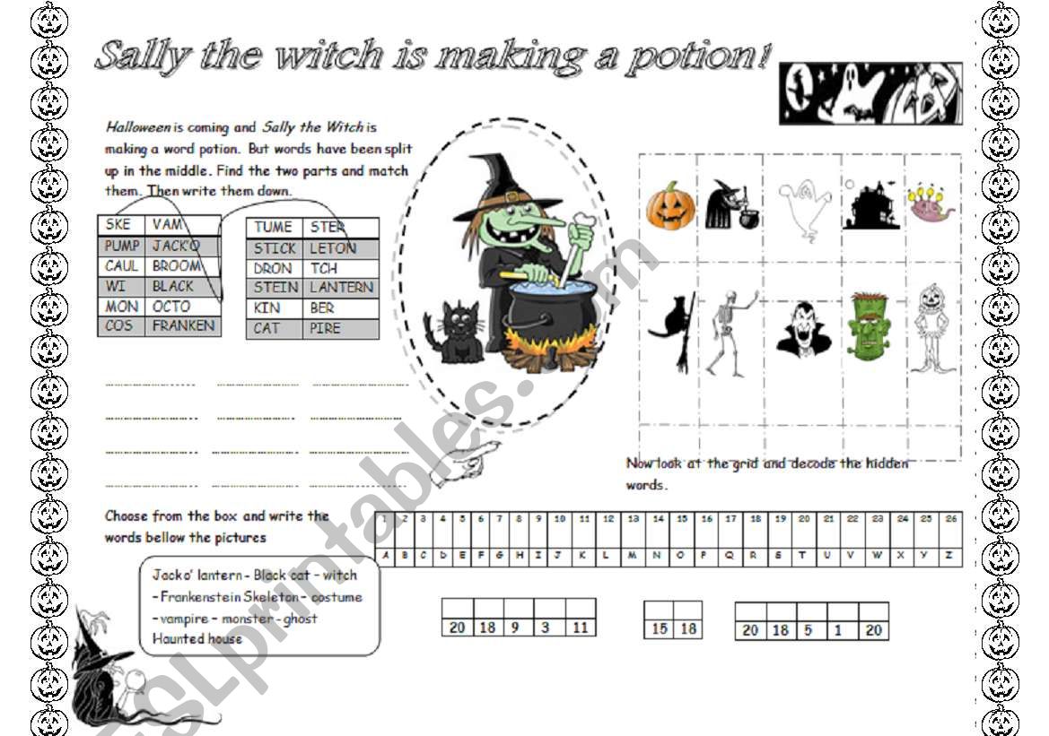 Sally the witch makes a potion (Halloween) For very young learners