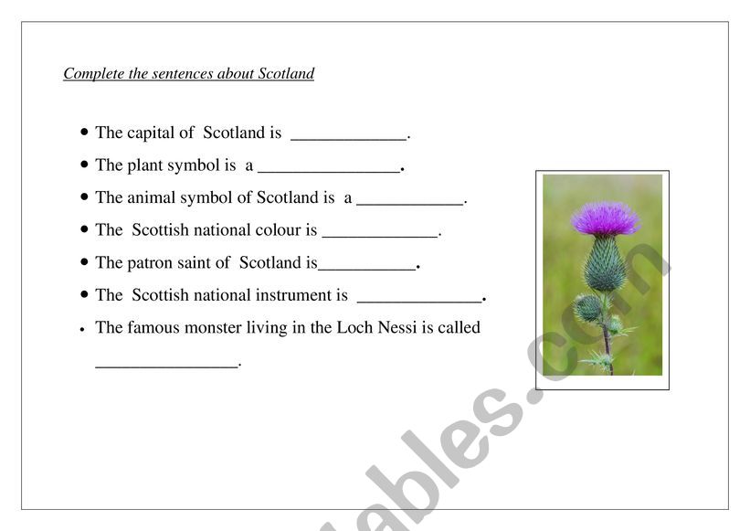 Scotland worksheet