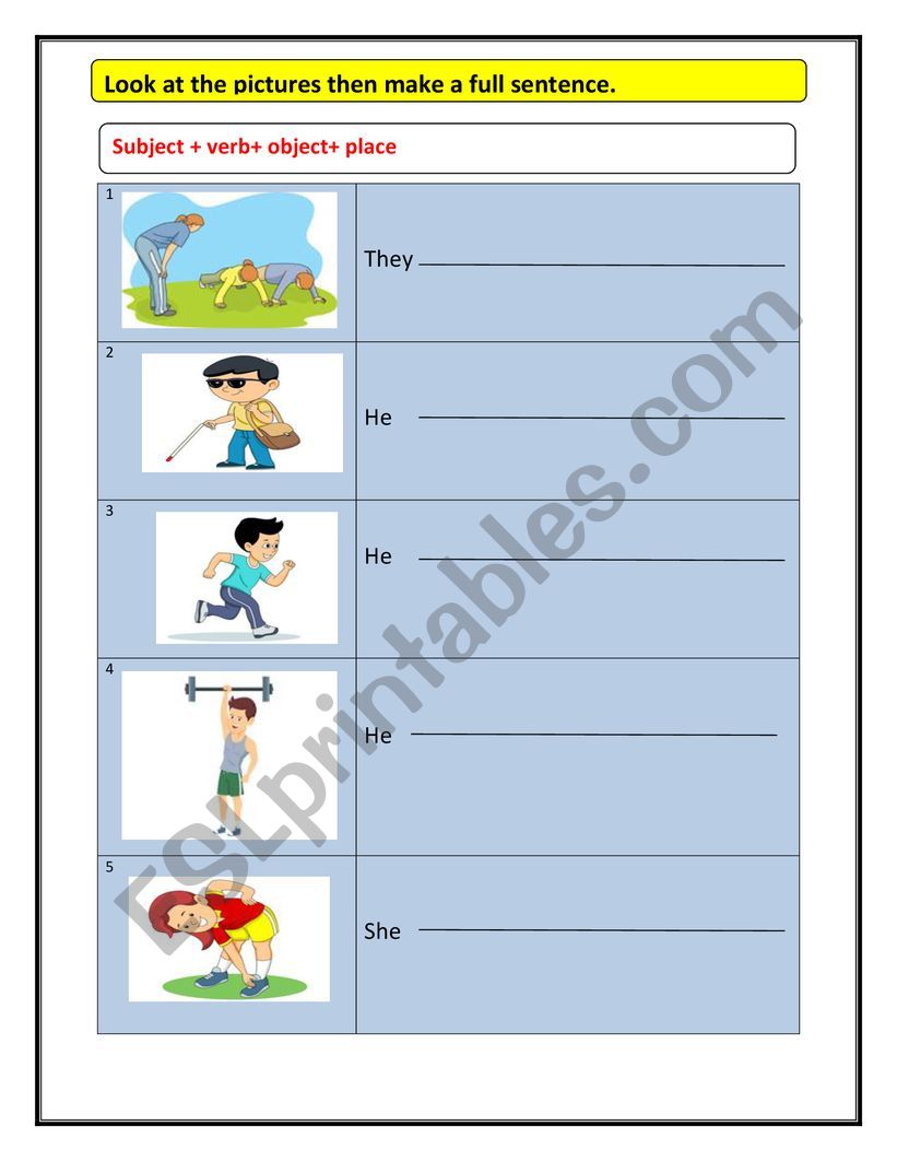 writing with action verbs worksheet