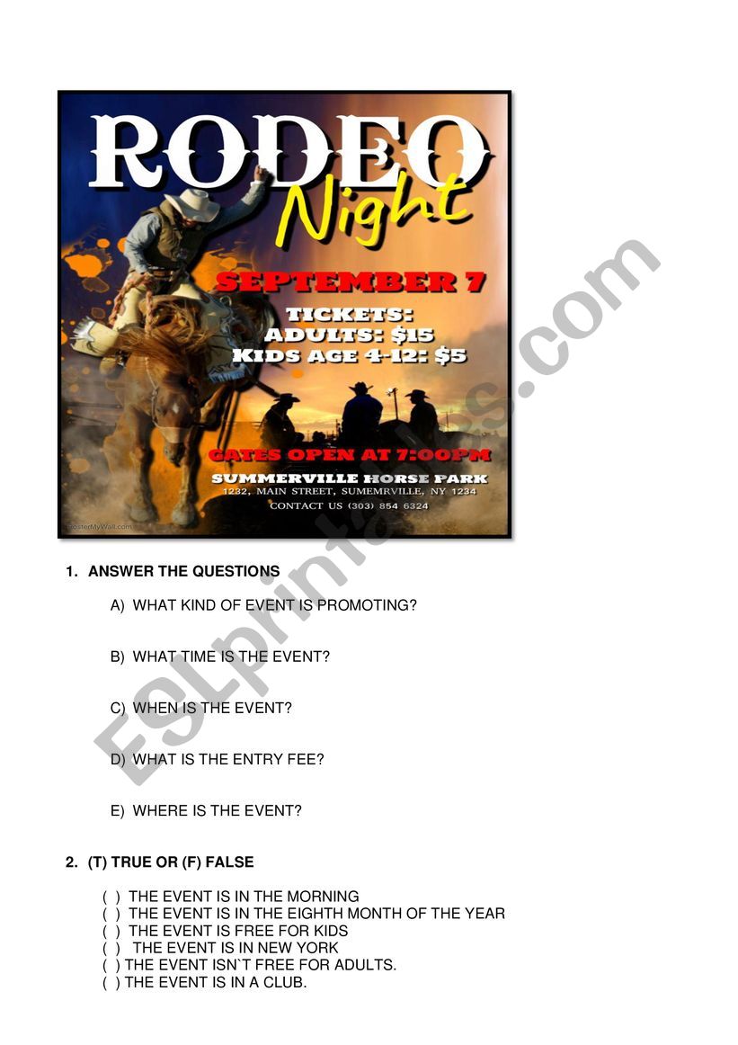 Reading Comprehension Poster worksheet