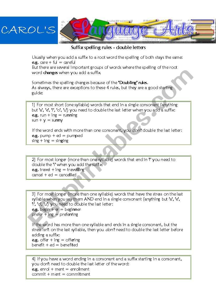 Suffix Spelling worksheet