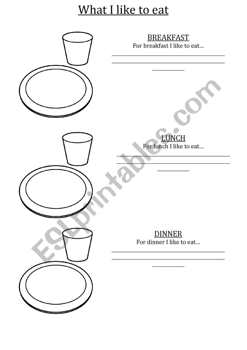 What I like to eat worksheet