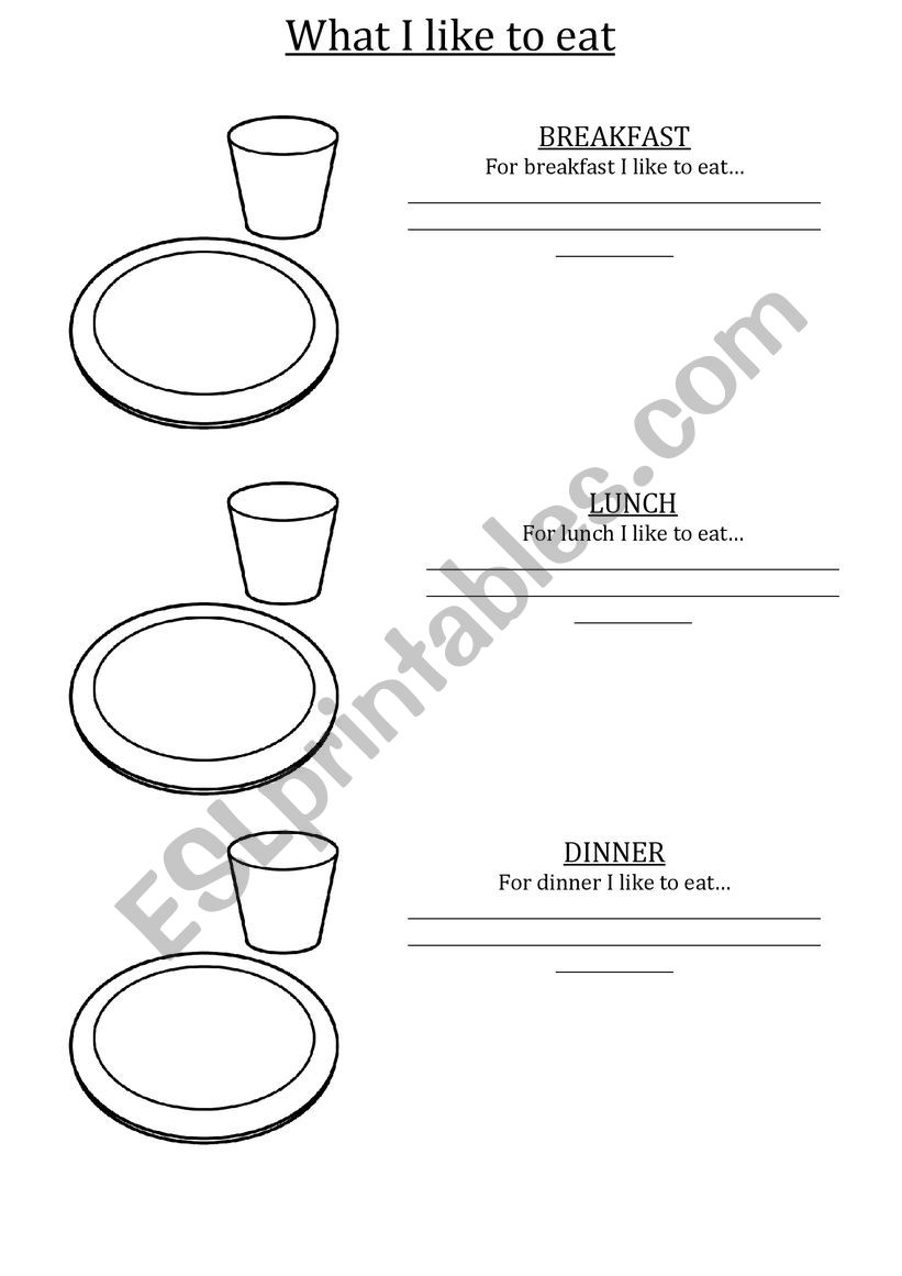 What I like to eat worksheet