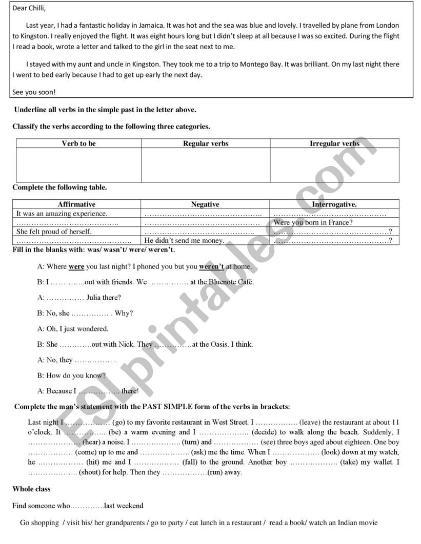 simple past worksheet