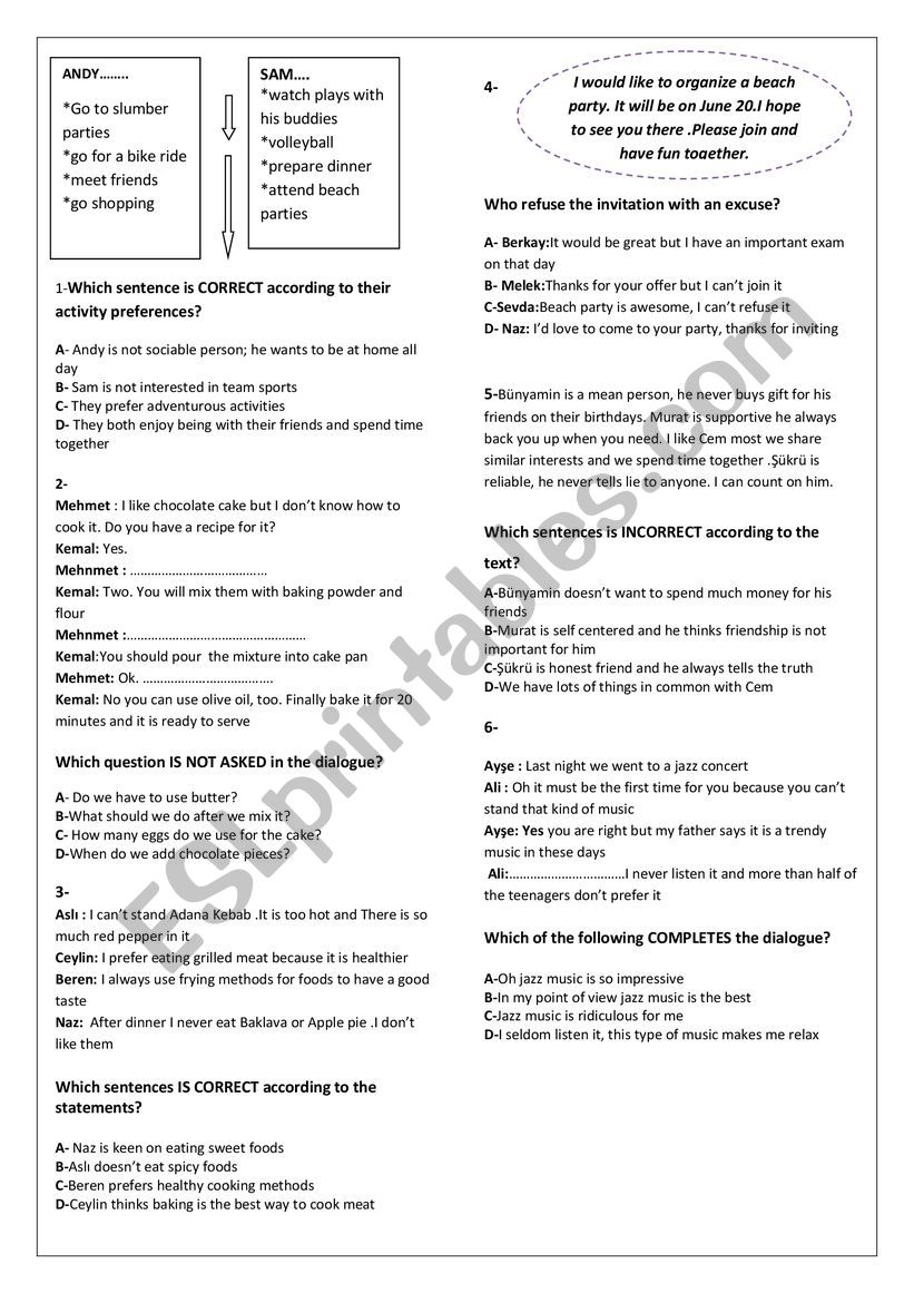 8 grade worksheet