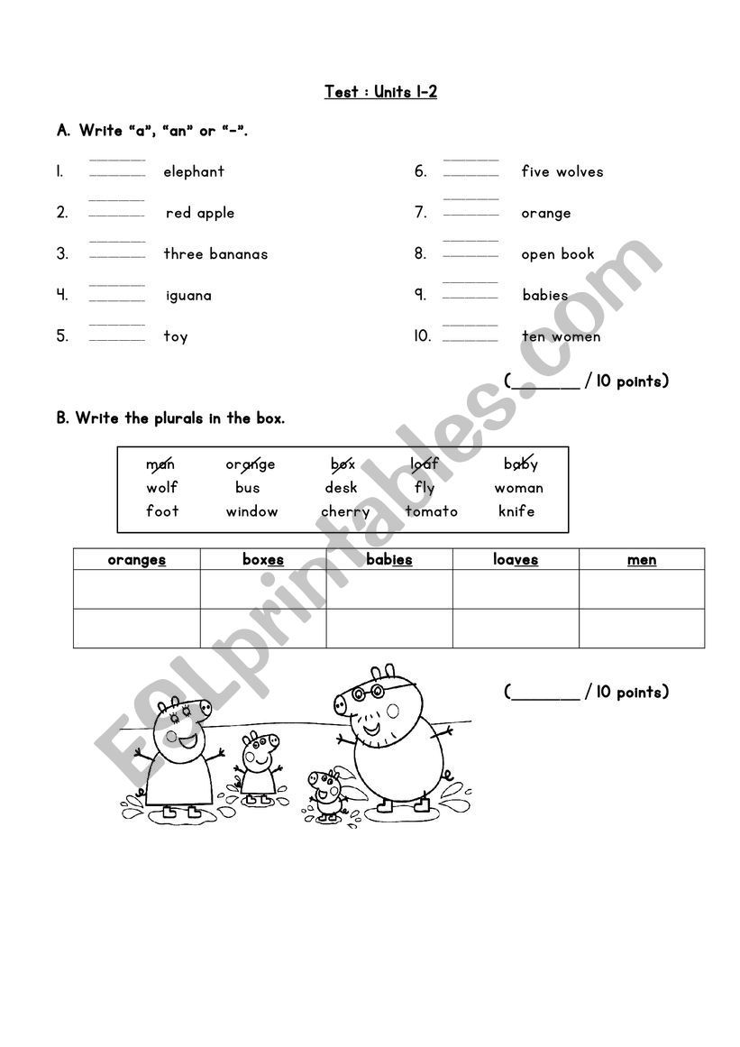 Articles / Plural Nouns / V. to be