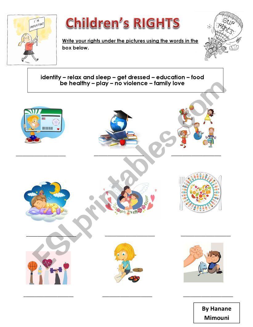 Childrens rights worksheet