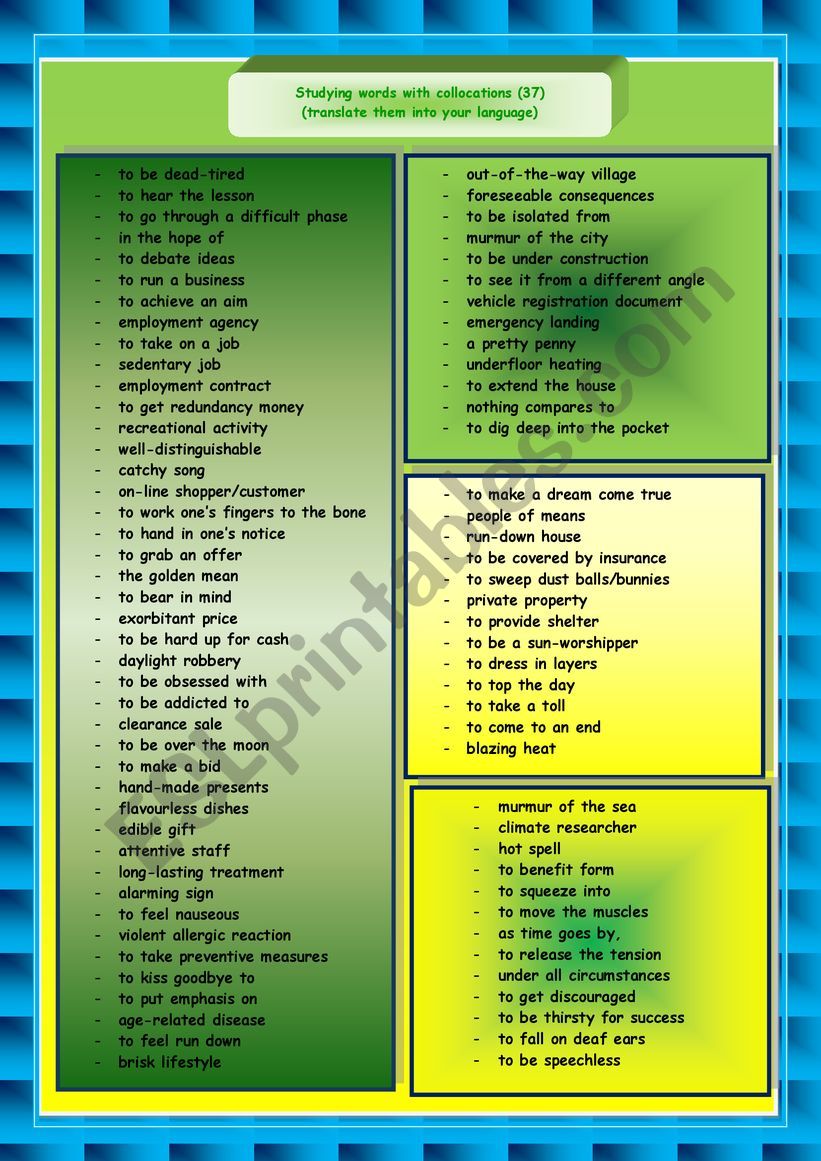 Collocations 37 worksheet