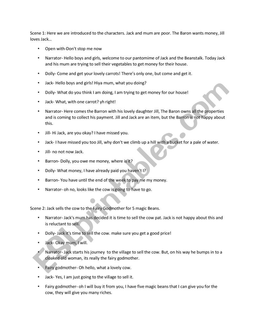 Jack and the Beanstalk Script 