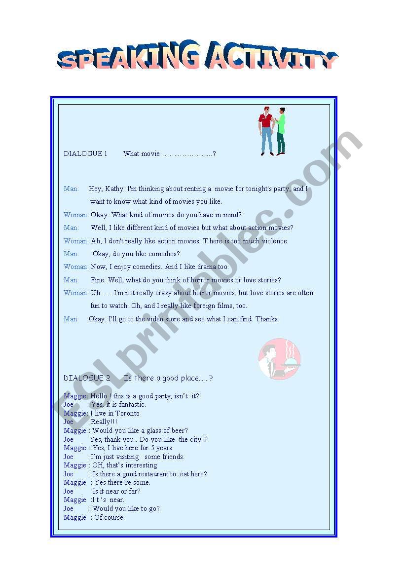 speaking activities worksheet